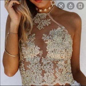 WHITEFOX Gold Mesh Halter